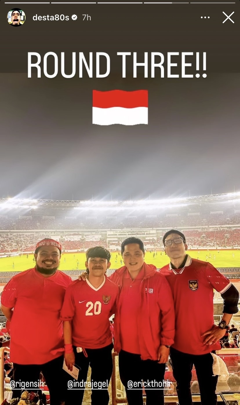 Desta CS Nonton Timnas Indonesia. (Instagram)