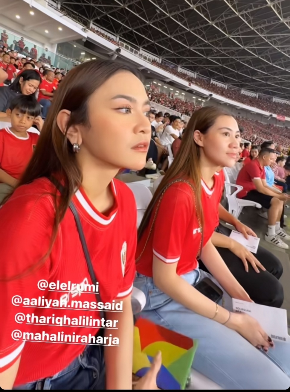 Potret Mahalini Raharja dan Aaliyah Massaid Saksikan Laga Timnas Indonesia Melawan Filipina (Instagram)