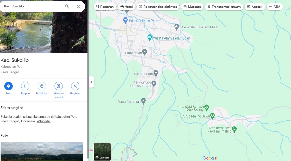 Netizen ubah nama salah satu tempat di Sukolilo menjadi Kawasan Maling. (Google Maps)