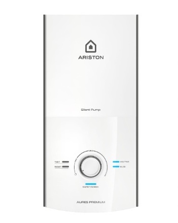 Pemanas air listrik instan, Aures Premium memiliki pengaturan suhu dengan tombol on/off yang mudah. (Foto: Dok. Ariston Indonesia)