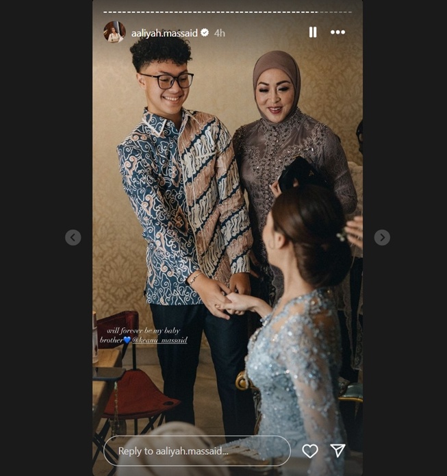 Pesan Aaliyah Massaid untuk Keanu Massaid (Instagram)