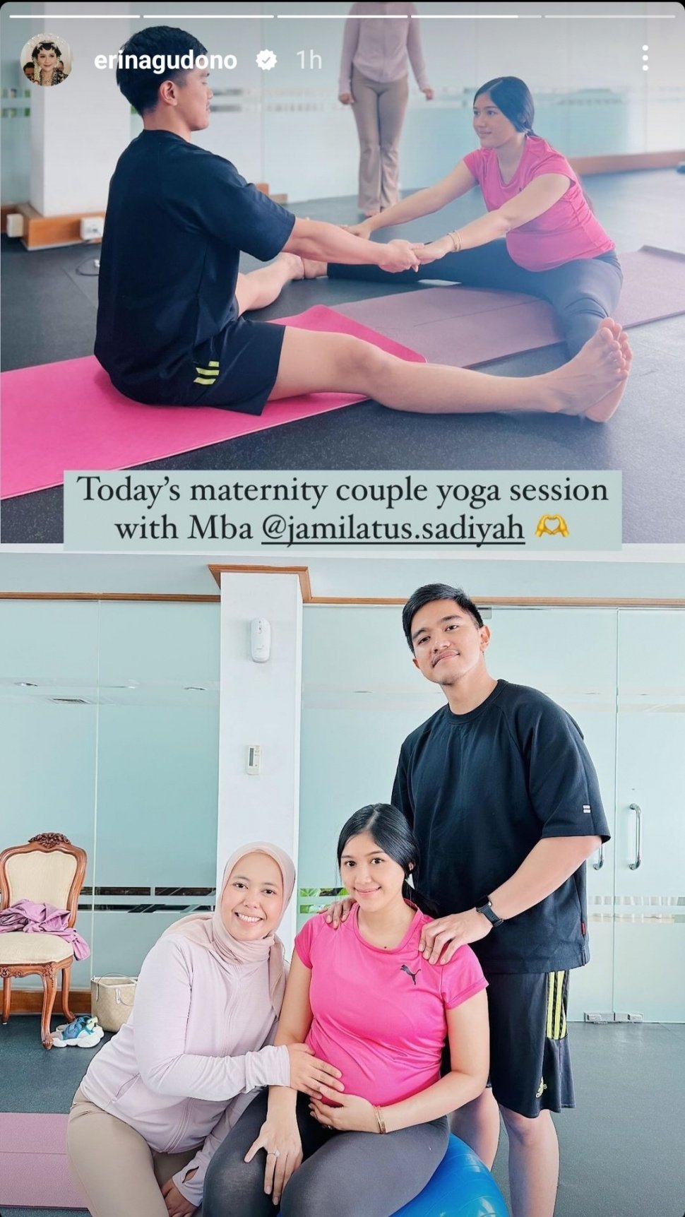 Kaesang Pangarep dan Erina Gudono Kompak Lakukan Yoga Prenatal. (Dok. Instagram/Erinagudono)