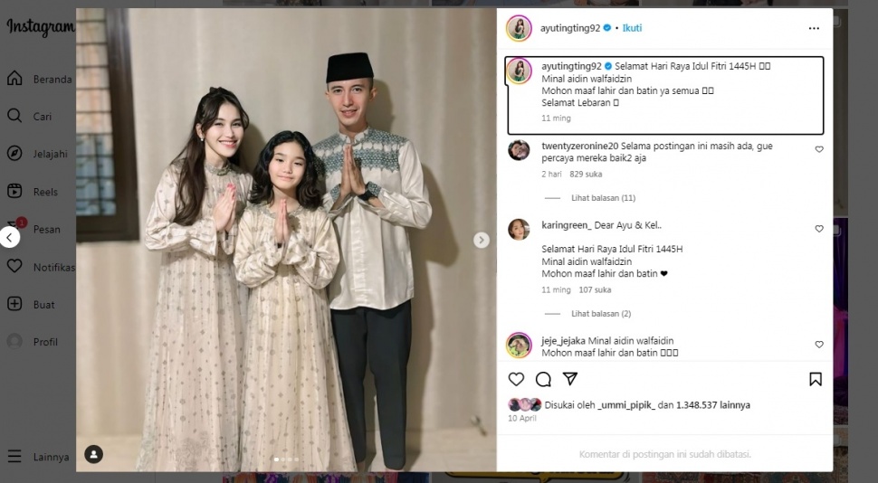 Ayu Ting Ting masih pajang foto bersama Muhammad Fardana. 