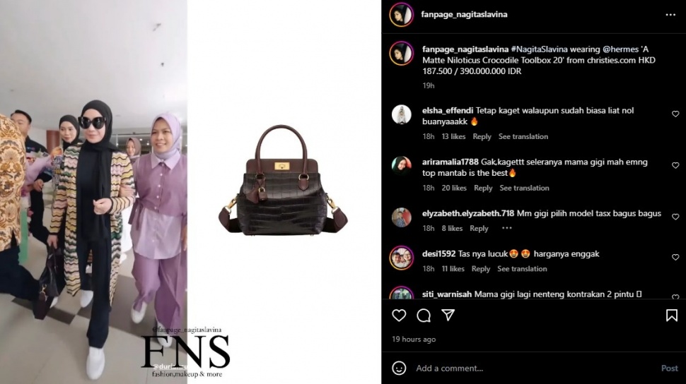 Tas Hermes unik Nagita Slavina. (Instagram/fanpage_nagitaslavina)