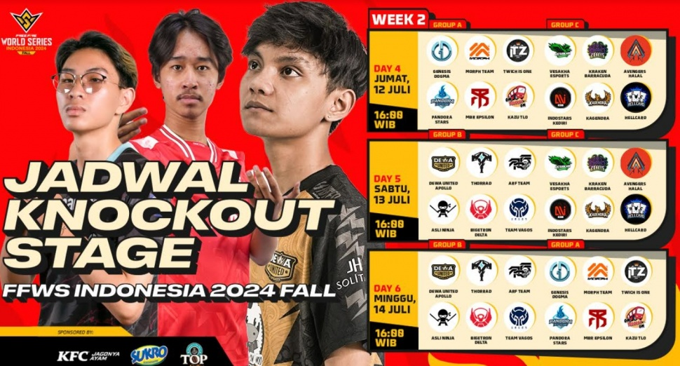 Jadwal Knockout Stage FFWS Indonesia 2024 Fall. (Garena)