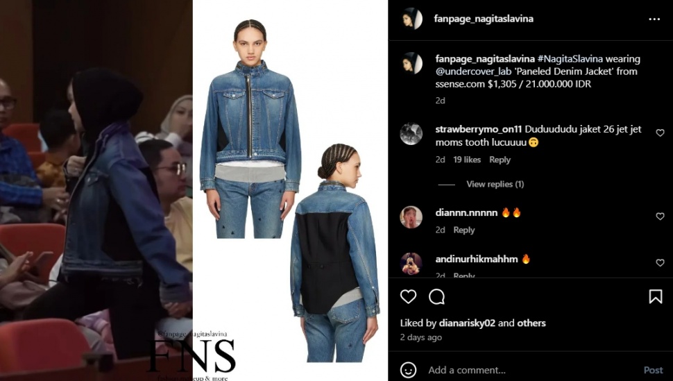 Potret Nagita Slavina pakai jaket denim yang harganya mencapai puluhan juta rupiah (Instagram/fanpage_nagitaslavina)