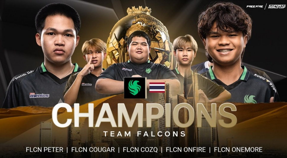 Team Falcons berhasil meraih gelar juara di Esports World Cup (EWC) Free Fire. (Garena)