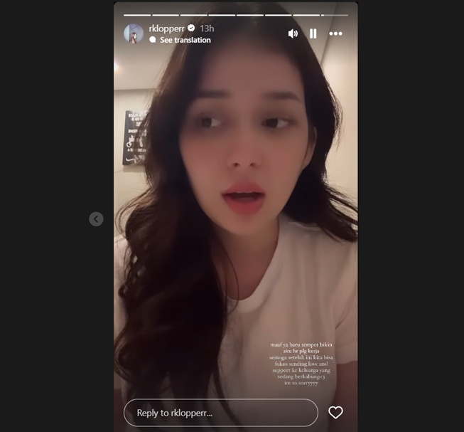 Rebecca Klopper meminta maaf kepada penolong Dali Wassink (Instagram)