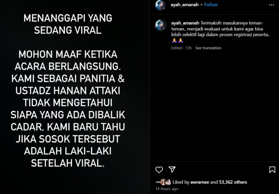 Kontroversi Wanda Hara datang ke acara kajian Ustaz Hanan Attaki (Instagram)