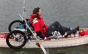 Ben Kilner in the bicycle canoe (Tiktok)