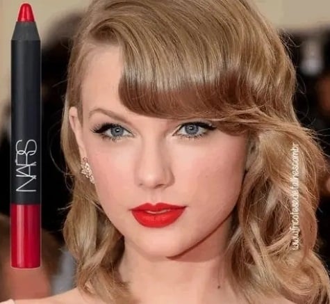 Taylor Swift dan Nars Velvet Matte Lipstick Pencil Dragon Girl (istimewa)