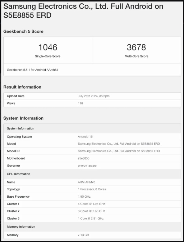 Samsung Galaxy A56 diprediksi mengusung chipset Exynos 1580. (Geekbench)