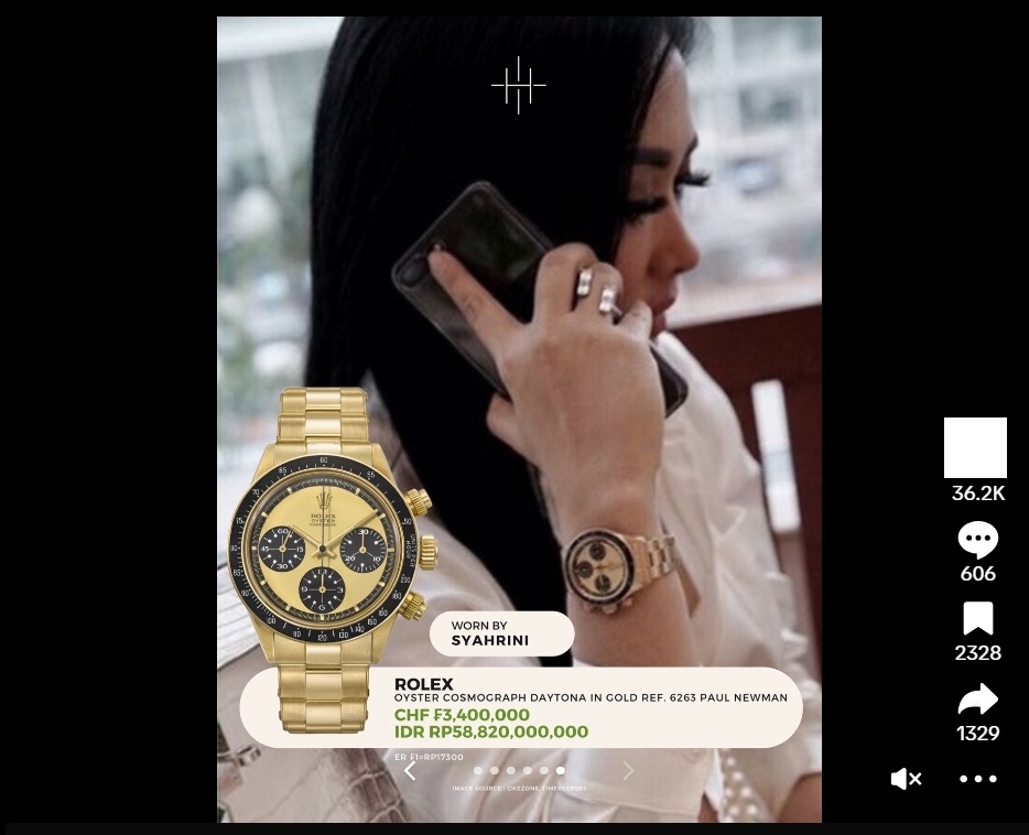 Jam tangan Syahrini. (tiktok/horozone.id)