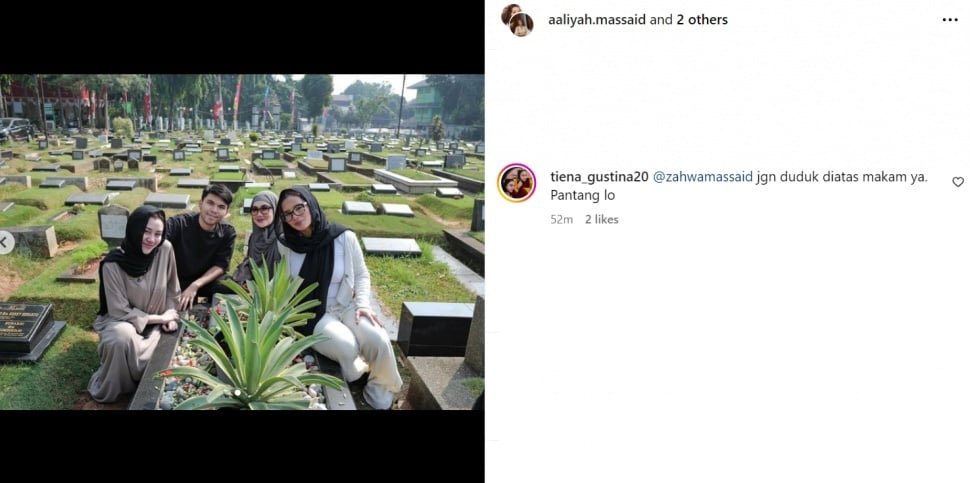 Zahwa Massaid kunjungi makam Adjie Massaid (Instagram)