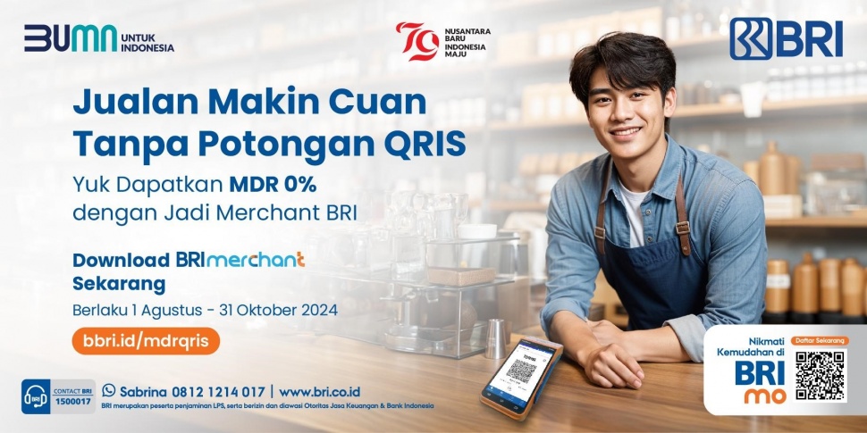 Promo Spesial MDR 0 Persen untuk Merchant BRI. (Dok: BRI)