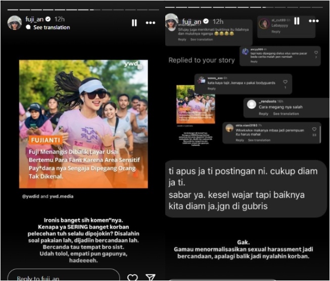 Fuji merasa menjadi korban pelecehan seksual (Instagram)