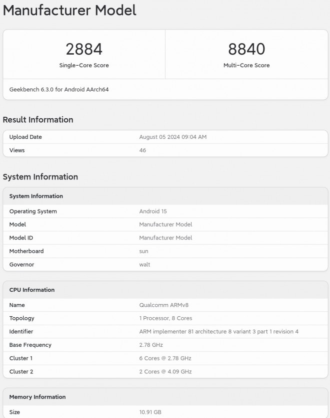 Lembar pengujian Snapdragon 8 Gen 4 di Geekbench. (GSM Arena)