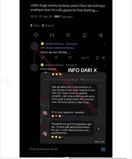 Chat diduga dari orang dekat Andre Taulany.