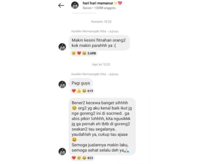 Curhatan Aurel Hermansyah di boradcast channel Instagram (Instagram)