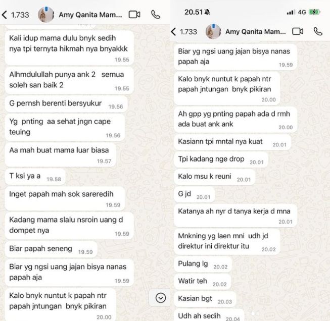 Chat Amy Qanita ke Raffi Ahmad (Instagram)