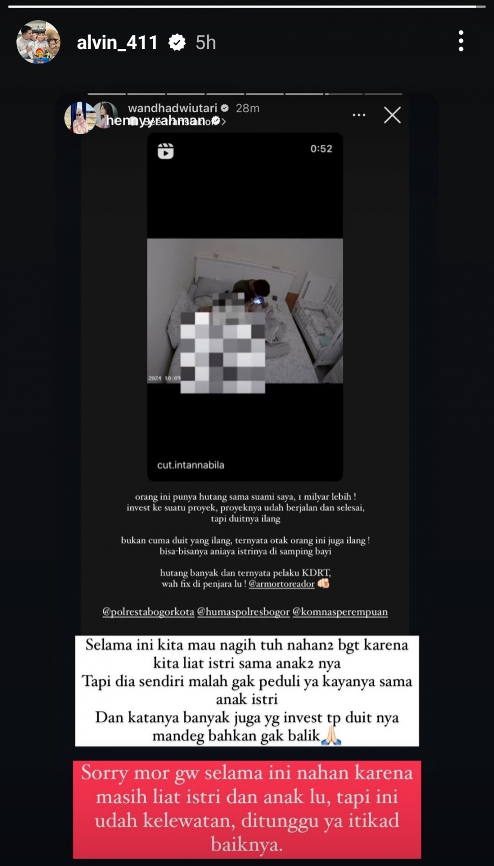 Postingan Alvin Faiz di Tengah Kasus KDRT Cut Intan Nabila dan Armor Toreador (Instagram)