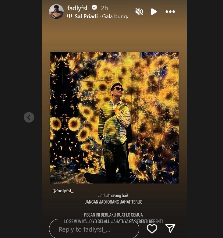 Fadly Faisal sindir orang jahat di Instagram Story. 