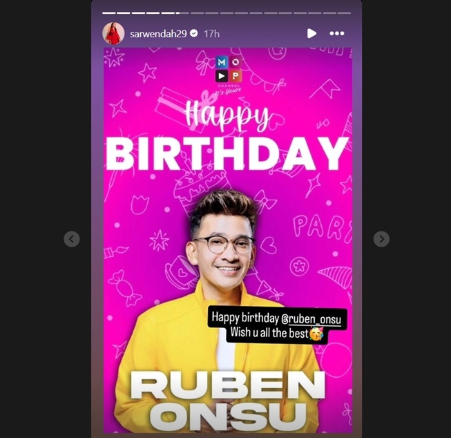 Ucapan selamat ulang tahun untuk Ruben Onsu dari Sarwendah (Instagram)