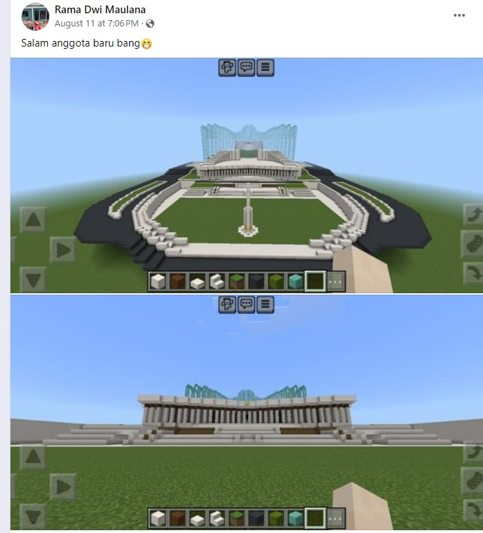 Penampakan IKN di Minecraft. (Facebook Rama Dwi Maulana)