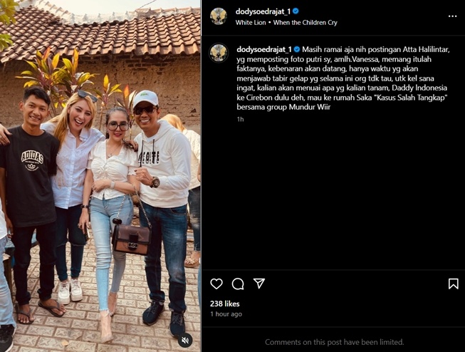 Postingan Doddy Sudrajat soal postingan Atta Halilintar (Instagram)