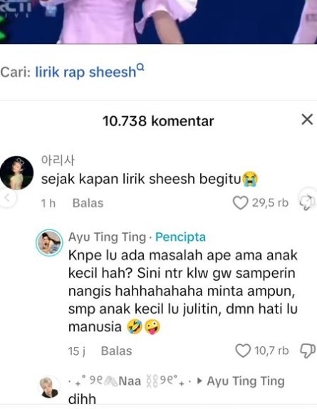 Komentar Ayu Ting Ting ke warganet (Instagram/lambe_danu)