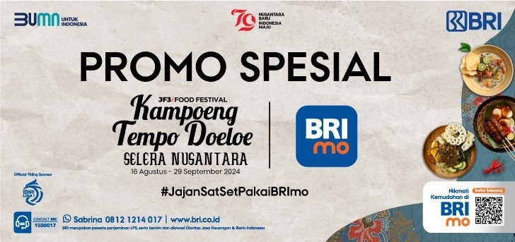 Flyer promo Food Festival Kampoeng Tempo Doeloe, hadir lagi di La Piazza, Summarecon Mall Kelapa Gading. (Dok: BRI)