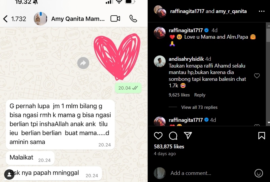 Isi WhatsApp Raffi Ahmad. (instagram/raffinagita1717)