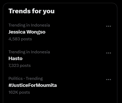 Jessica Wongso trending di X. (X)