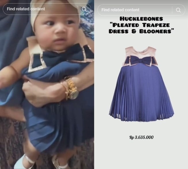 Dress mahal Lily anak asuh Nagita Slavina. (TikTok/ootd.lily.raffinagita)