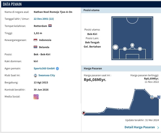 Statistik Nathan Tjoe-A-On (Ttansfermarket)