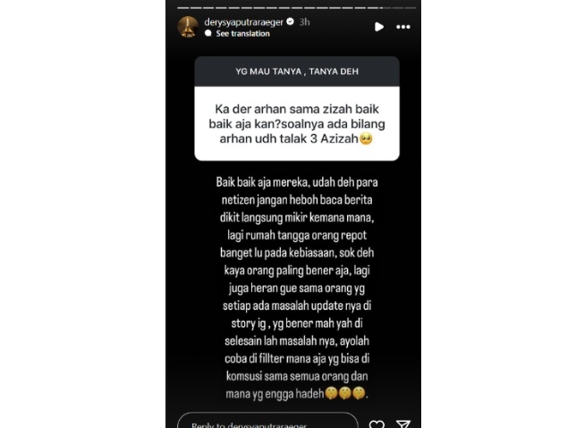 Kabar rumah tangga Azizah Salsha (Instagram)