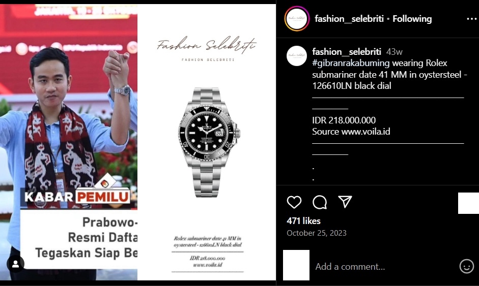 Koleksi jam tangan menantu dan anak Jokowi. (instagram/fashion_selebriti)