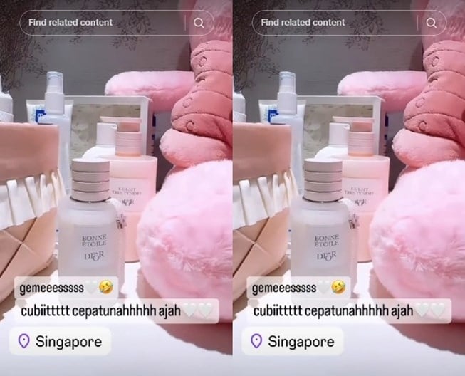 Parfum dan lotion Princess R anak Syahrini. (TikTok/hafsyifzid03)