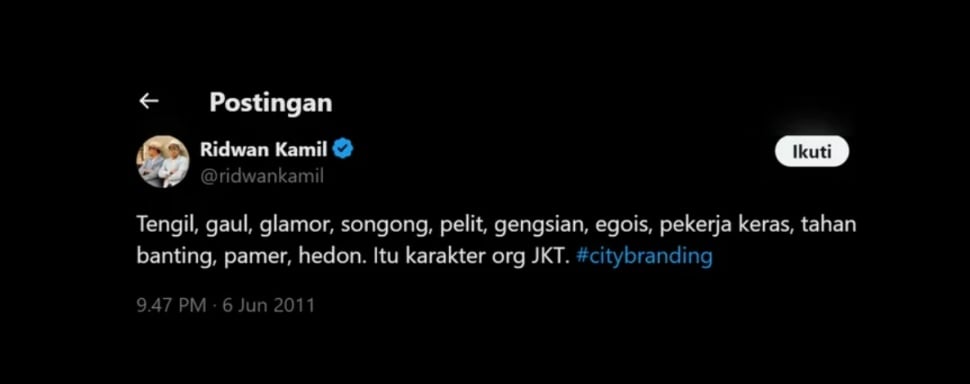 Cuitan lawas Ridwan Kamil viral di X. (X/ @ridwankamil)