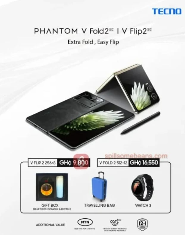 Bocoran harga Tecno Phantom V2 Flip. (SpillSomeBeans)