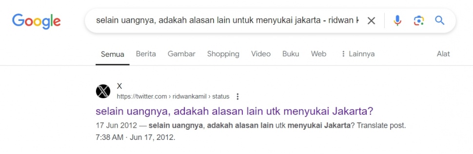 Cuitan lawas Ridwan Kamil masih tersimpan di X dan Google. (ist)