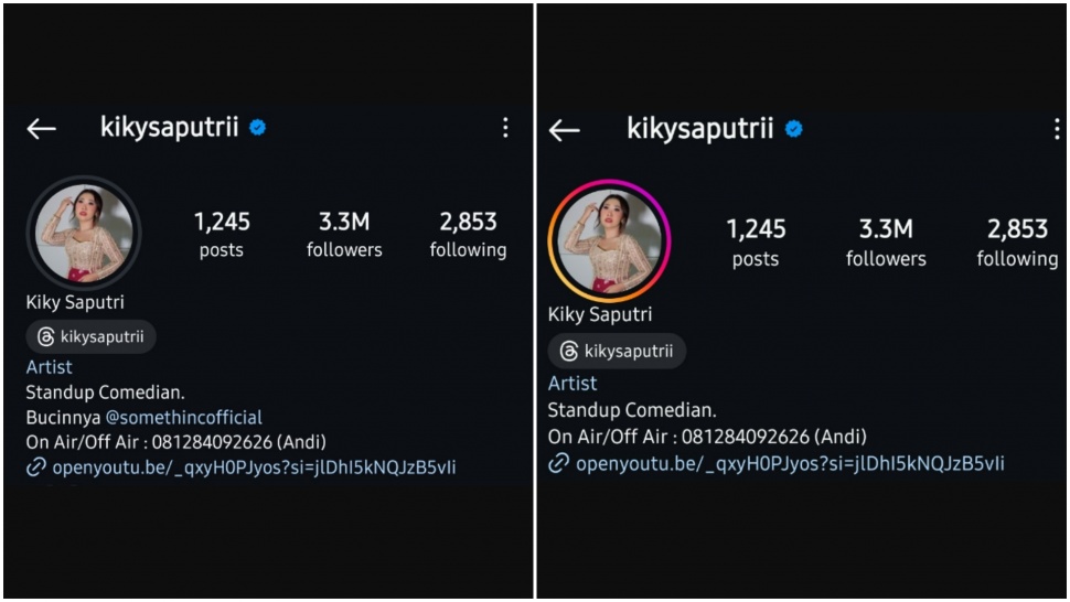 Perubahan pada Bio Instagram Kiky Saputri. (Instagram)