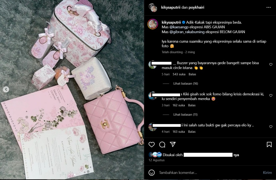 Postingan Kiky Saputri diserang netizen. (Instagram)