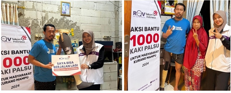 Pejuang disabilitas mendapatkan bantuan kaki palsu. (Dok. Telkom/RQV Indonesia)