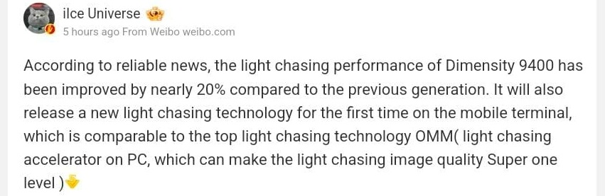 Bocoran chipset Dimensity 9400. (Weibo)