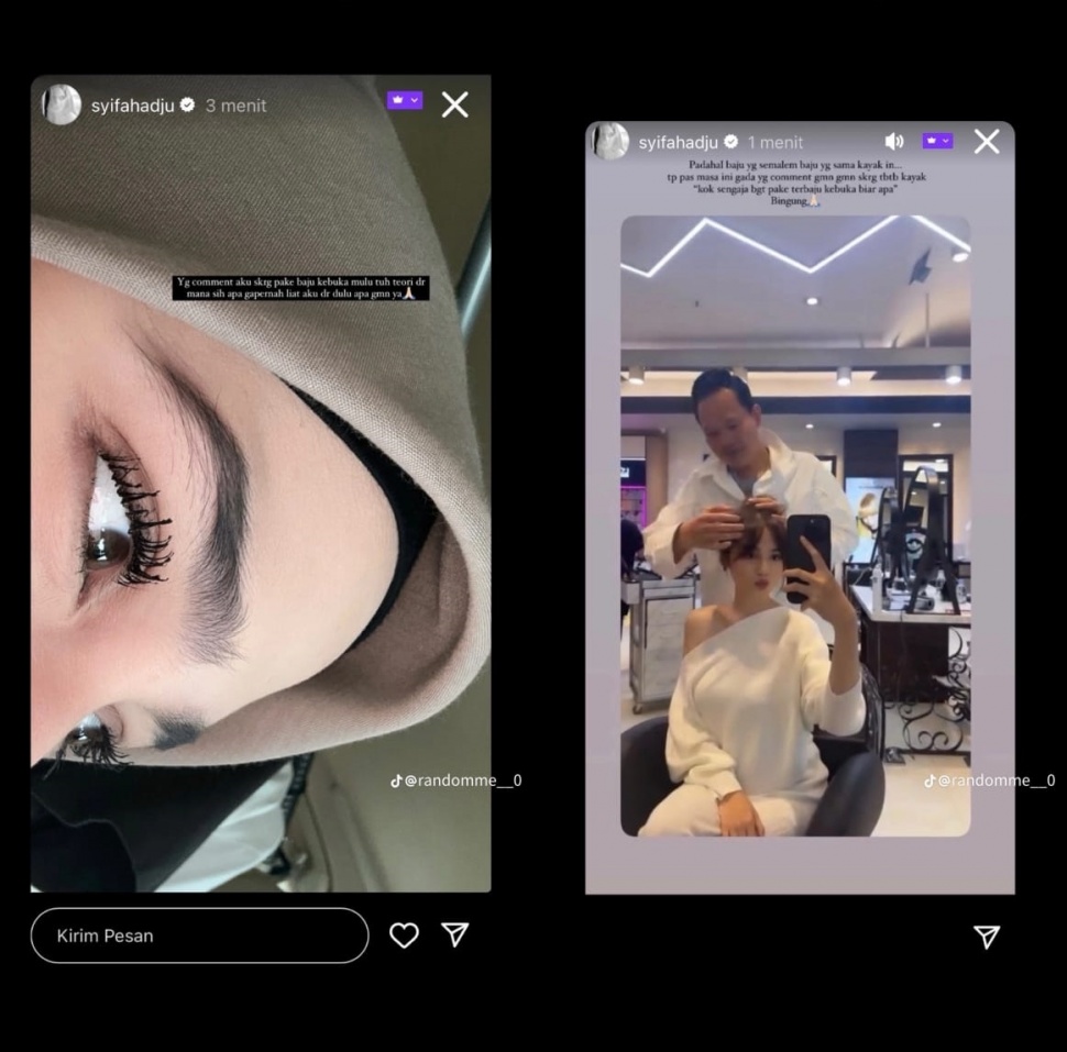 Syifa Hadju heran diprotes karena sering pakai baju terbuka. (TikTok/@randomme__0)