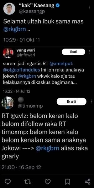 Temuan akun Kaskus diduga milik Gibran Rakabuming Raka. (X)