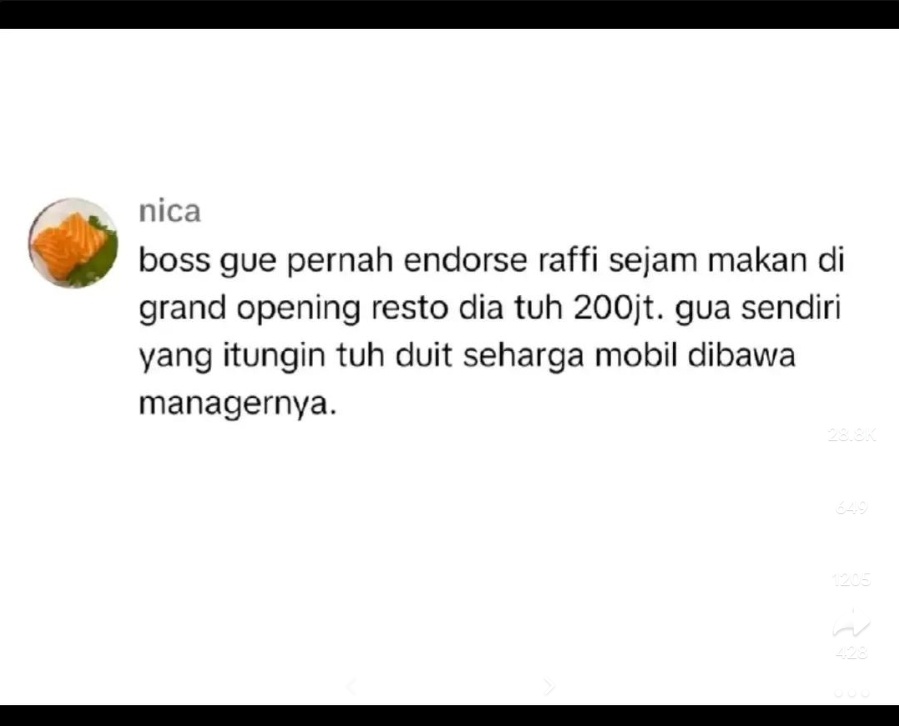 Tarif endorse Raffi Ahmad. (tiktok/rans_daily_update)