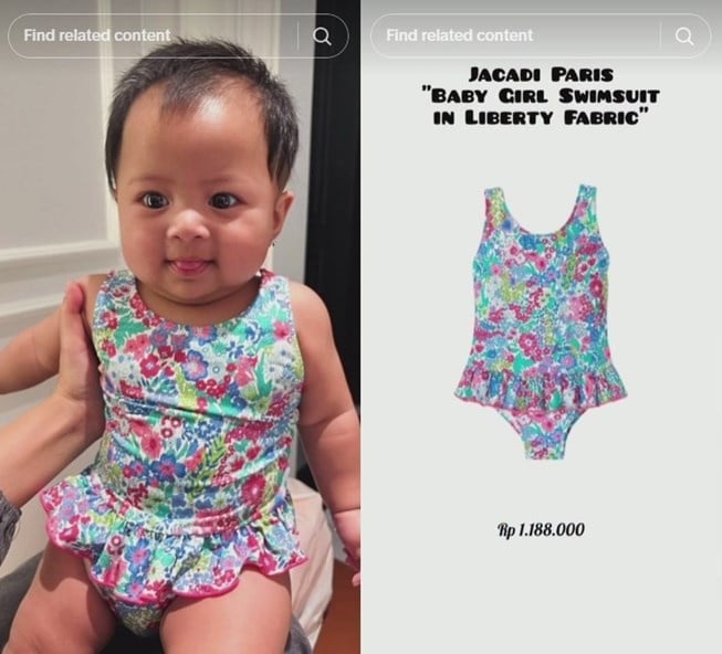 Harga baju renang Baby Lily. (TikTok/ootd.lily.raffinagita)