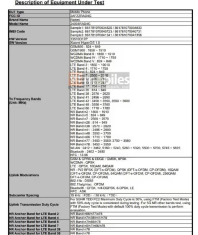 Redmi Note 14 5G lolos sertifikasi resmi. (FCC via 91Mobiles)